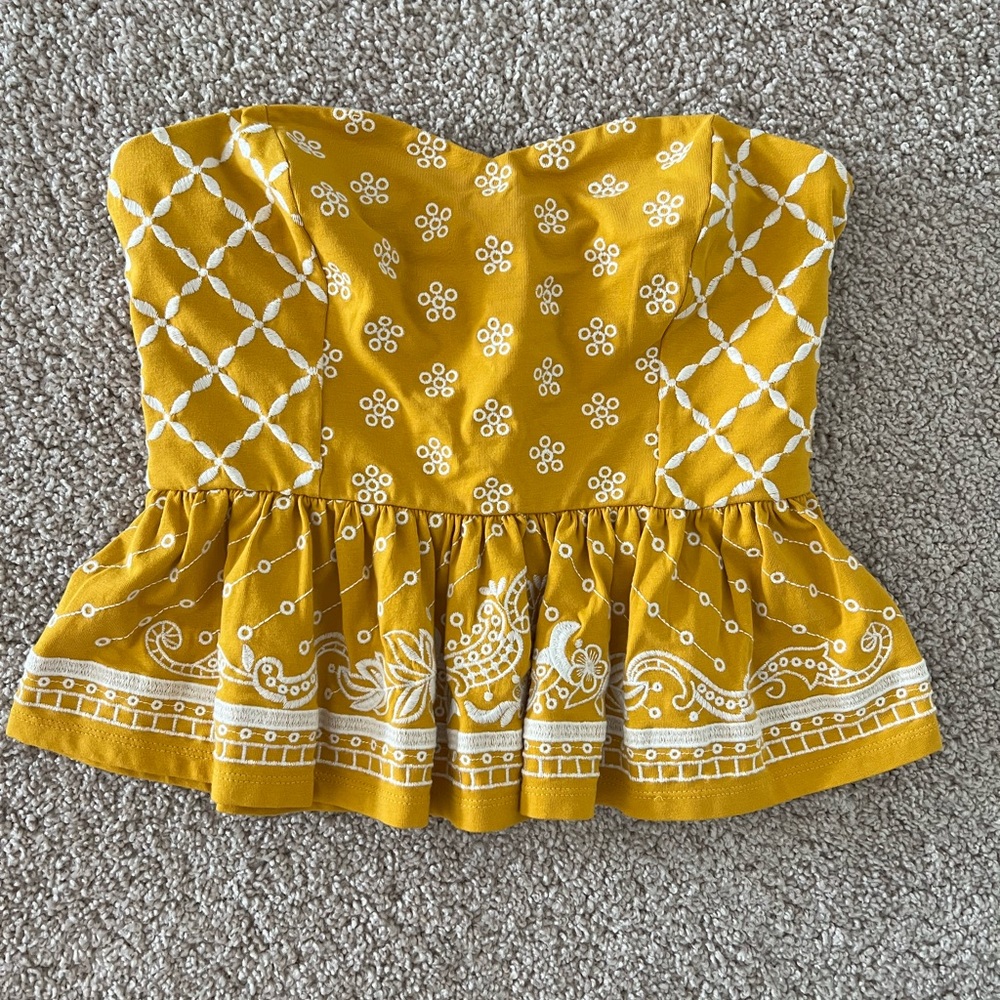 Express yellow peplum top, worn once, size XS.